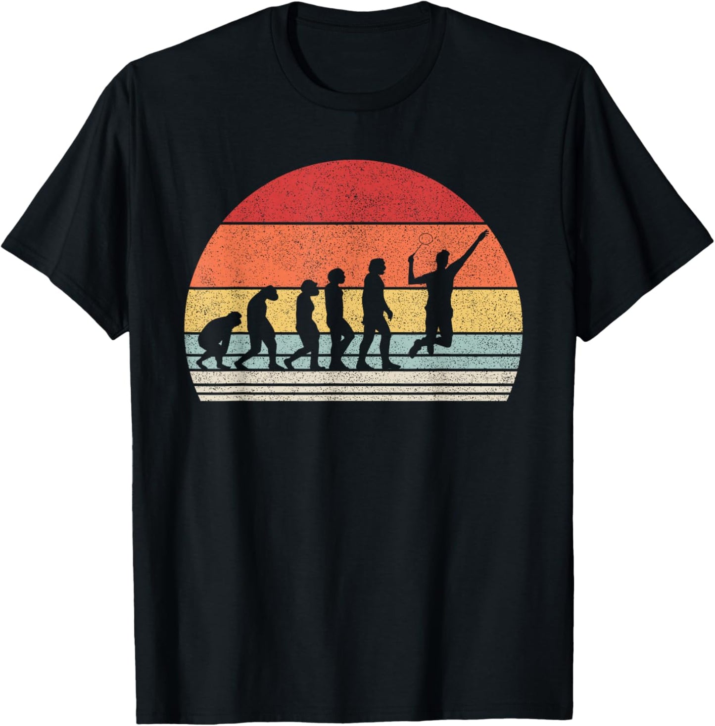 Vintage Retro Evolution Of Man Funny Tennis T-Shirt - T-Shirt | Black