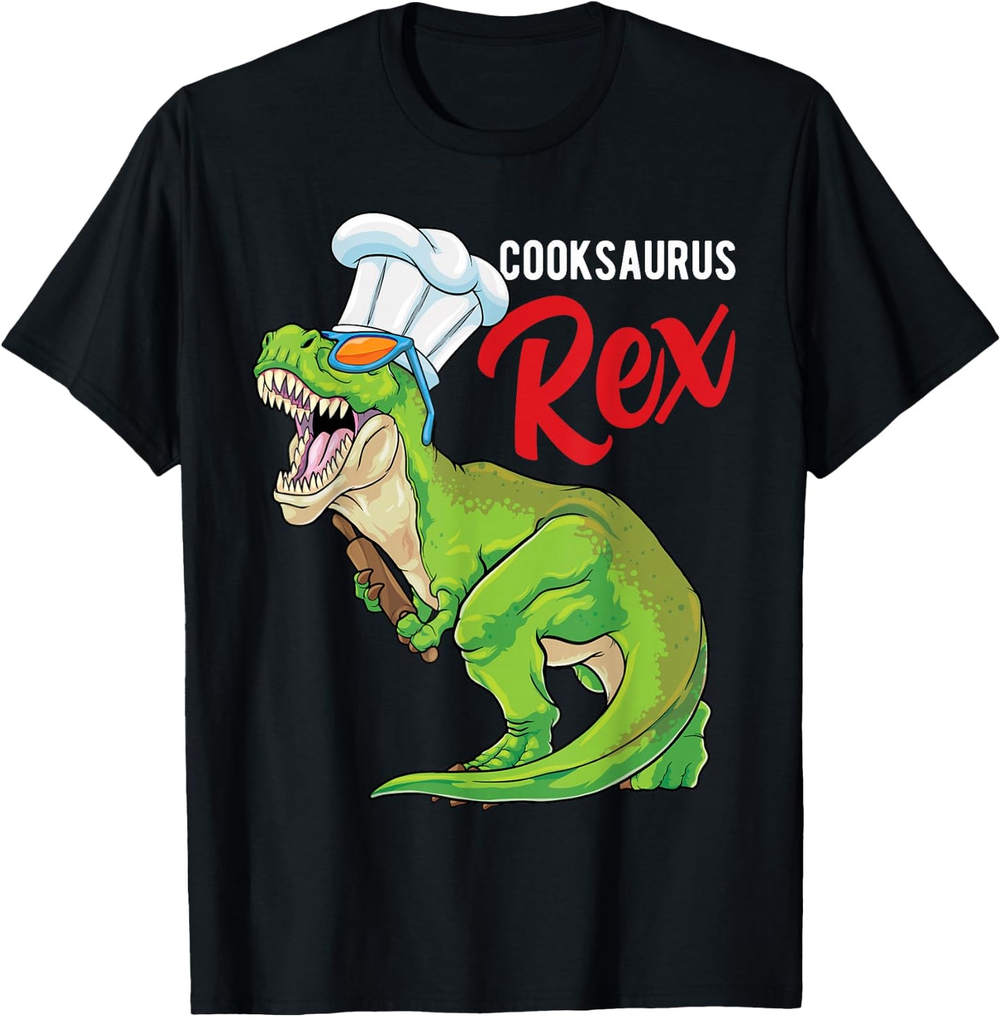 Cooksaurus Rex Chef Dinosaur T Rex Cook Gastronomy Cooking T-Shirt - T-Shirt | Black