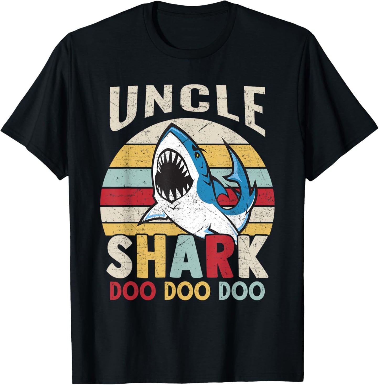 FAMILY 365 Fathers Day Funny Uncle Shark Relative Gift Men T-Shirt - T-Shirt | Black