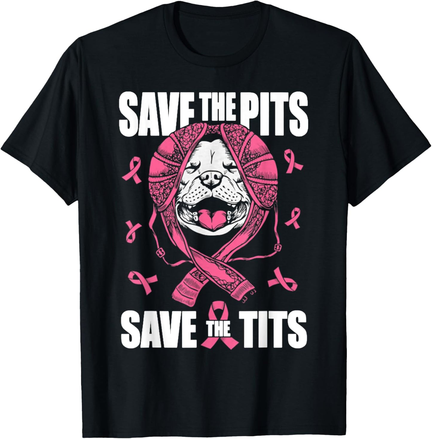 Save The Pits Save The Tits Breast Cancer Awareness T-Shirt - T-Shirt | Black
