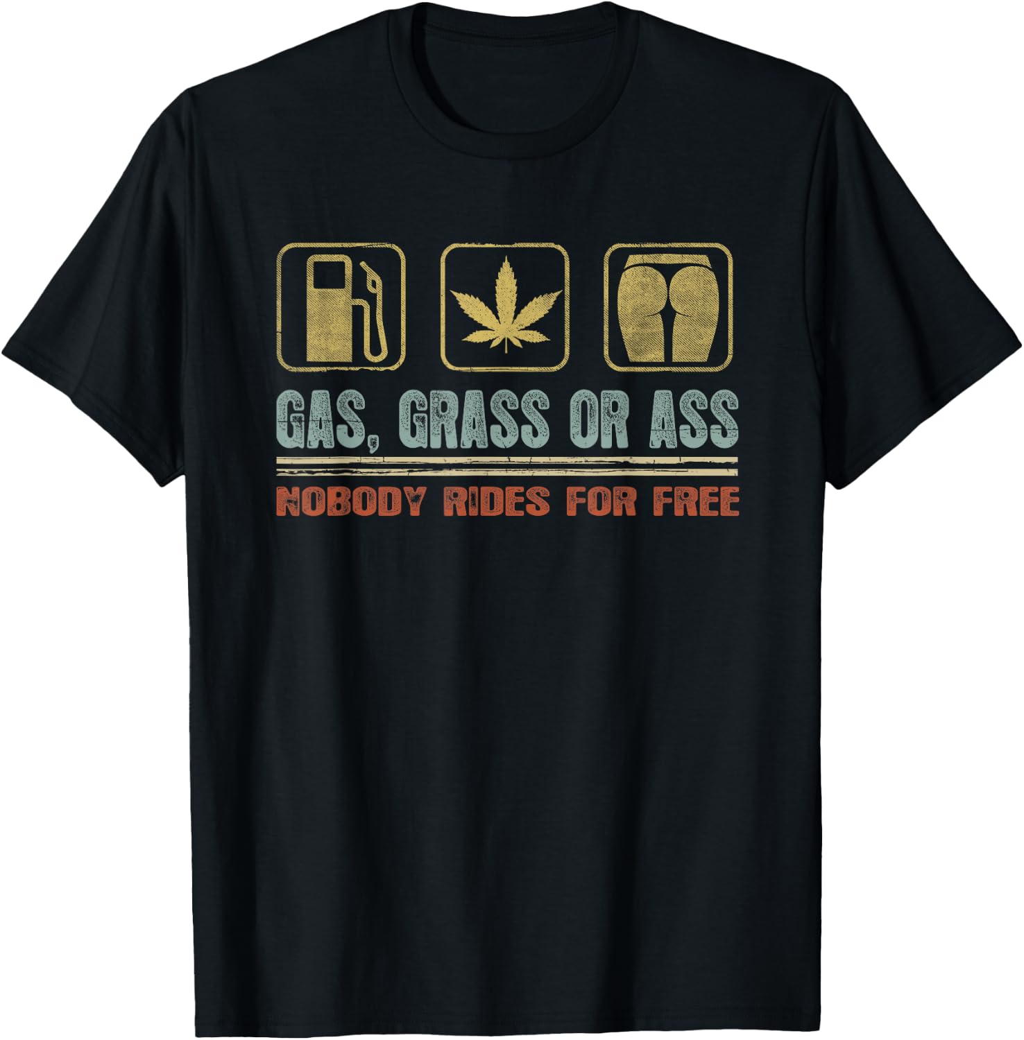 Vintage Gas, Grass or Ass T Shirt Funny Car Guy Shirt T-Shirt - T-Shirt | Black
