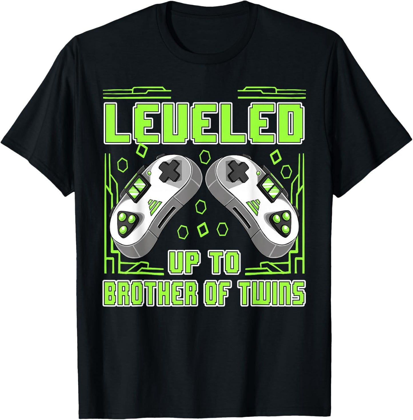 Gaming Leveled Up To Brother Of Twins Video Gamer Boys Men T-Shirt - T-Shirt | Black