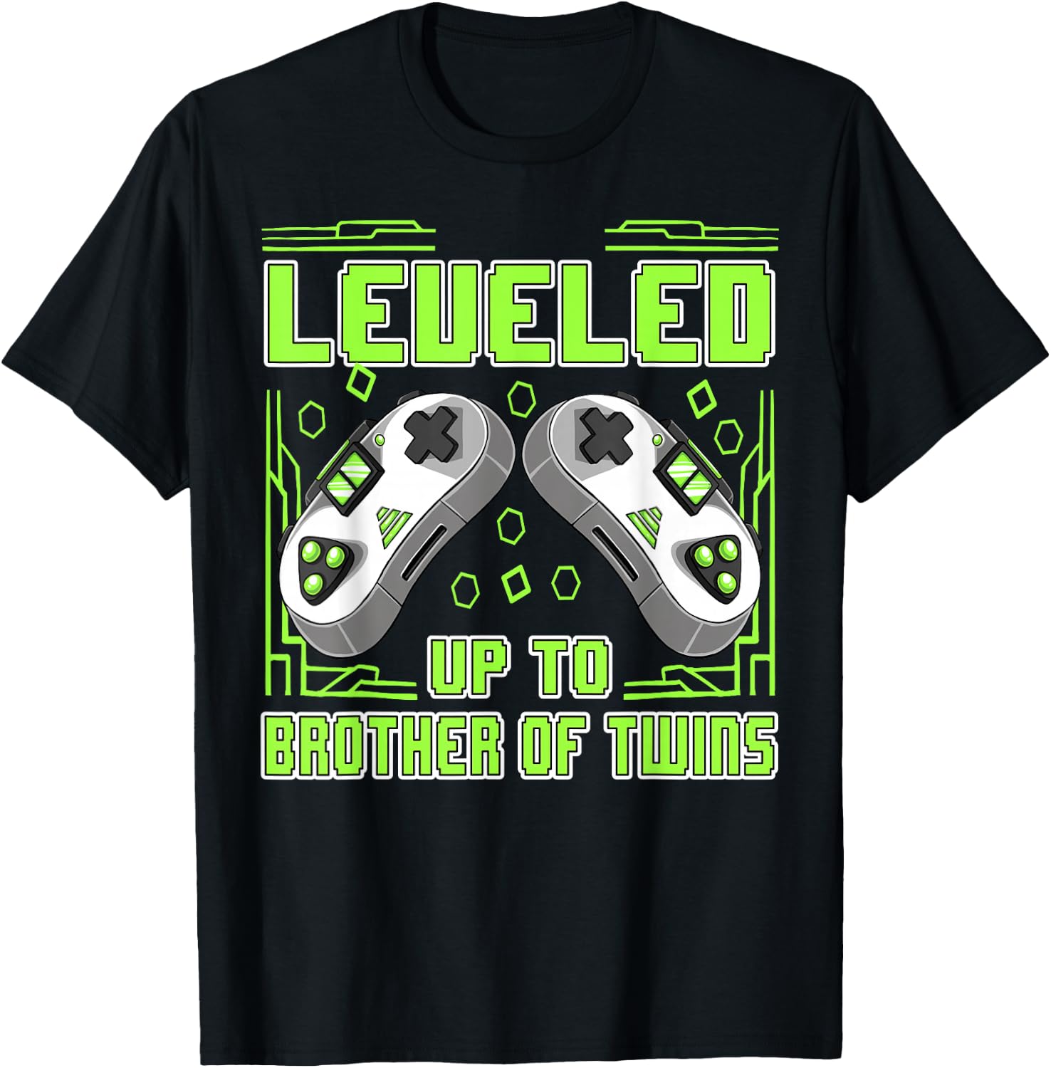 Gaming Leveled Up To Brother Of Twins Video Gamer Boys Men T-Shirt - T-Shirt | Black