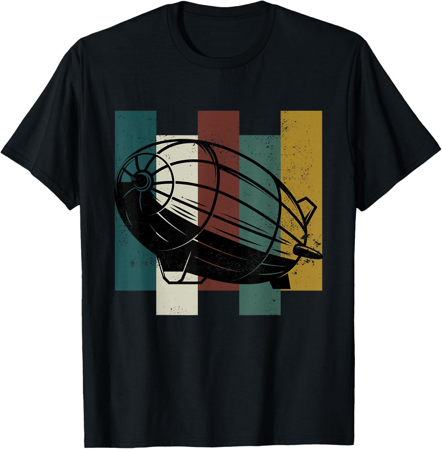 Zeppelin Retro Pilot Airship Vintage T-Shirt - T-Shirt | Black