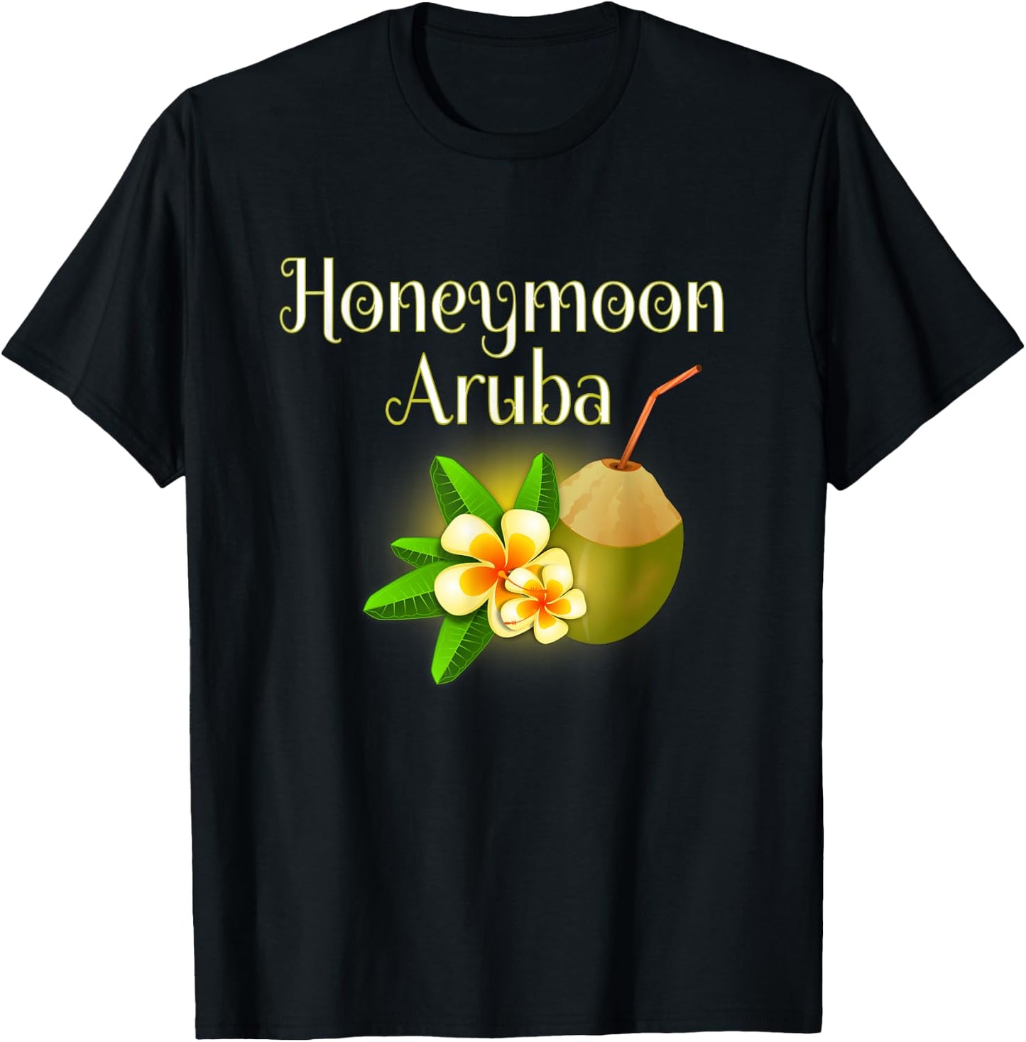 Honeymoon in Aruba Shirt for couples, Wedding Gift T-Shirt - T-Shirt | Black