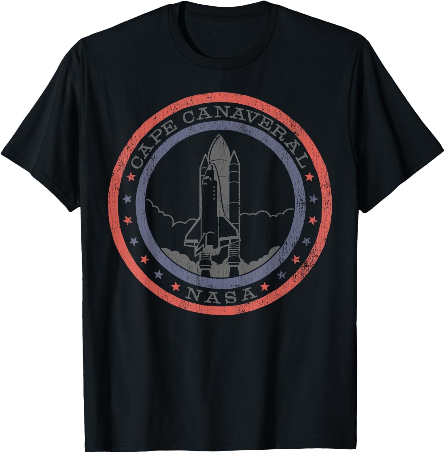 NASA Cape Canaveral Lift Off Red and Blue T-Shirt - T-Shirt | Black
