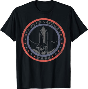 NASA Cape Canaveral Lift Off Red and Blue T-Shirt - T-Shirt | Black