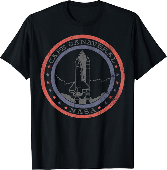 NASA Cape Canaveral Lift Off Red and Blue T-Shirt - T-Shirt | Black