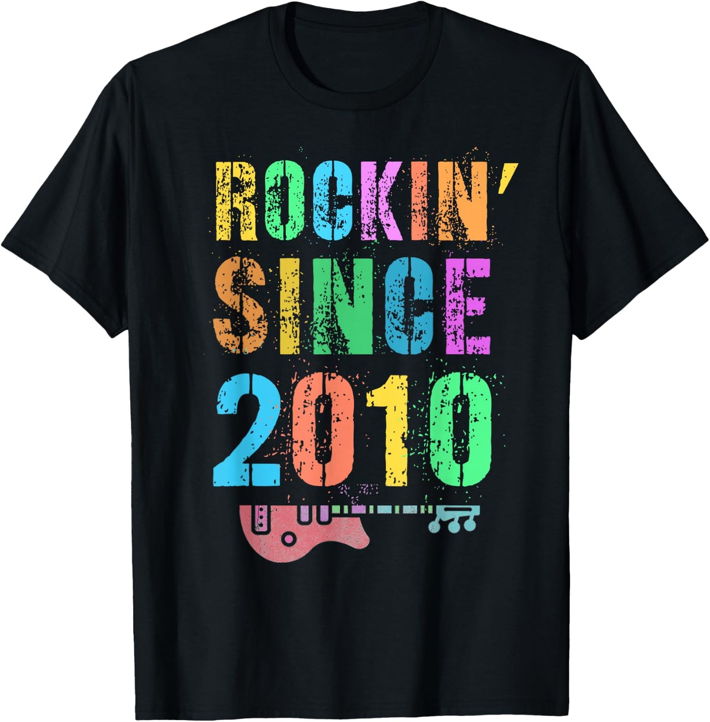 Vintage Rockin' Since 2010 Rockstar 16th Birthday Boy Girl T-Shirt - T-Shirt | Black