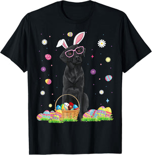 Happy Easter Cute Black Labrador Bunny Ears Dog Lovers Women Girls Kids T-Shirt - T-Shirt | Black