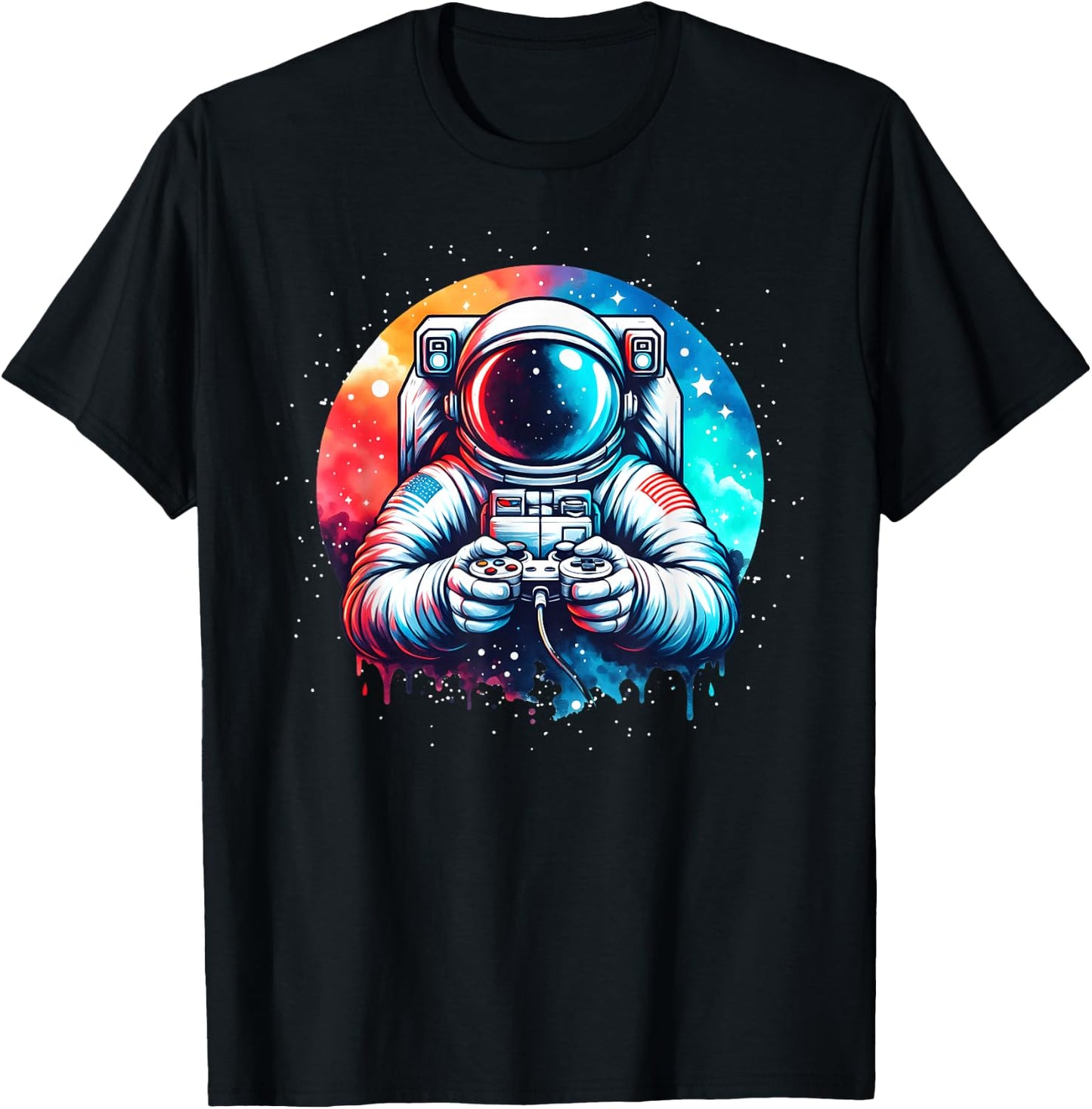 Funny Astronaut Space Gaming Planet Science Solar System T-Shirt - T-Shirt | Black