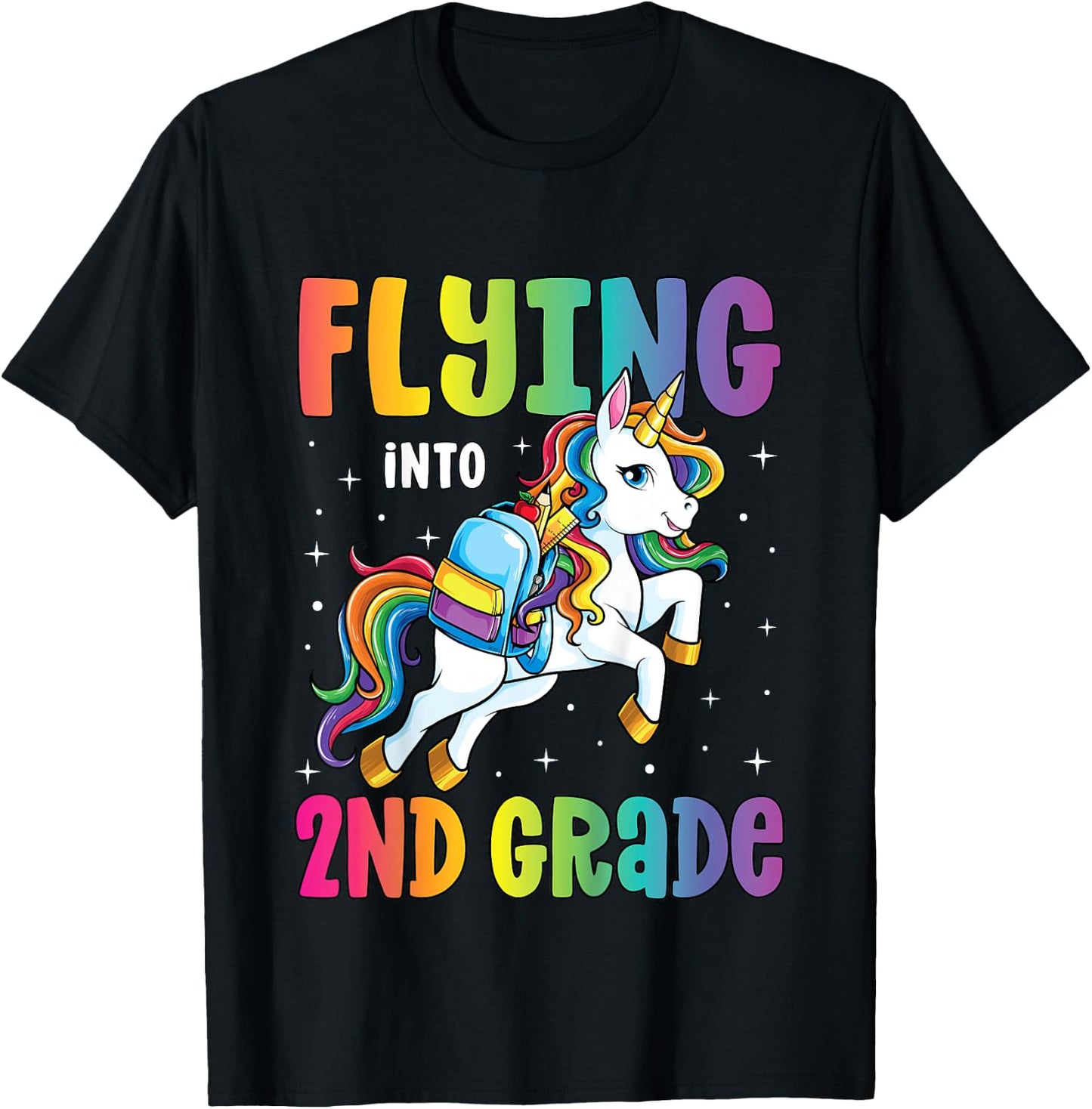 Second Grade Girls Unicorn First Day of 2nd Grade T-Shirt - T-Shirt | Black