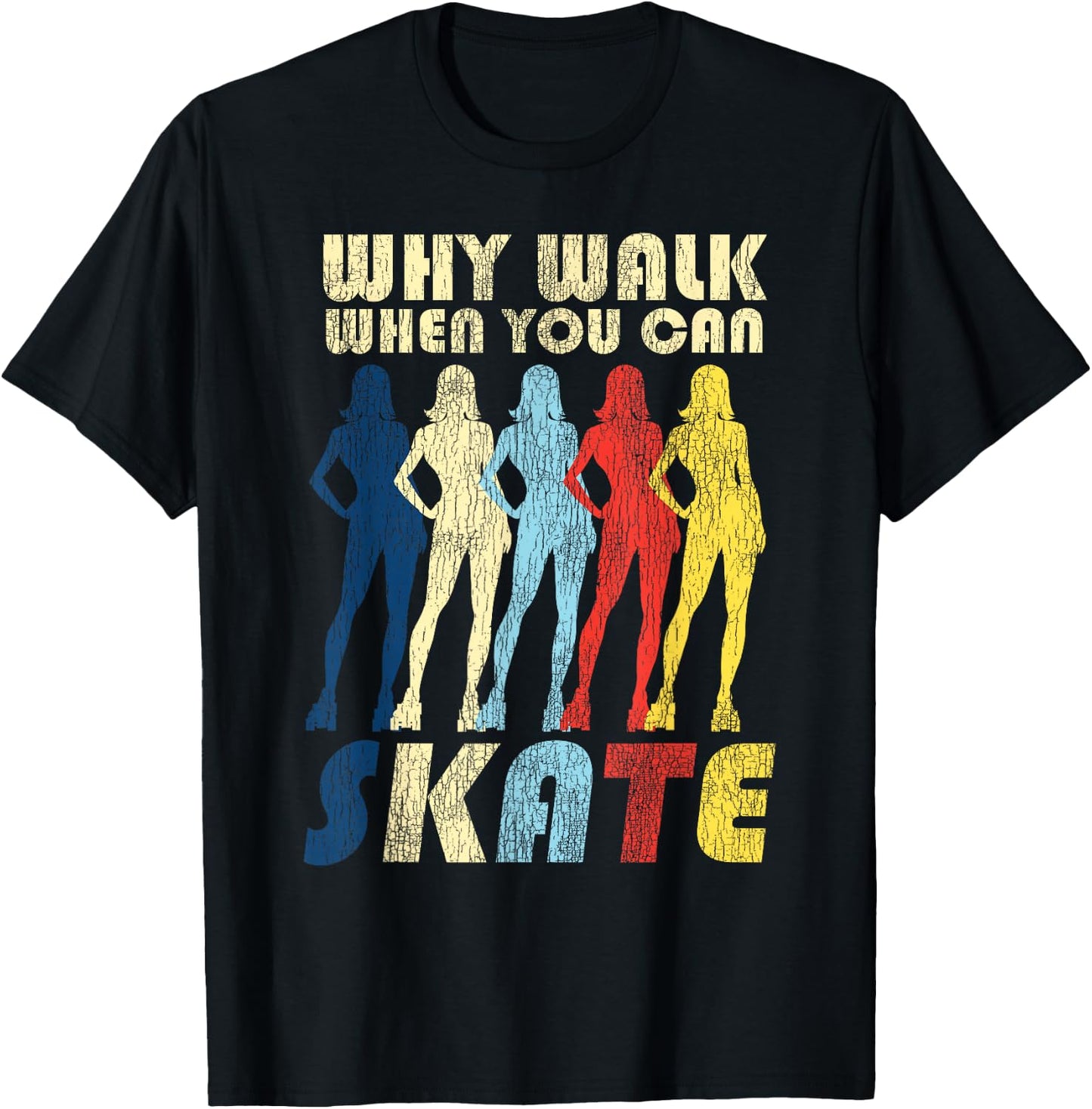 Cool Roller Skating Skate Girl 1970S Retro T-Shirt - T-Shirt | Black