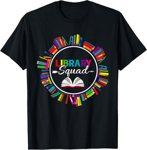 Library Squad Shirt Librarian Bookworm Book Lover Gifts T-Shirt - T-Shirt | Black