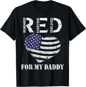 RED Friday For My Daddy Remember Everyone Deployed Dad Heart T-Shirt - T-Shirt | Black