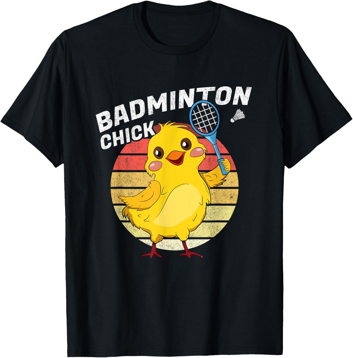 Badminton Chick Retro Chicken Birdie Women Badminton T-Shirt - T-Shirt | Black