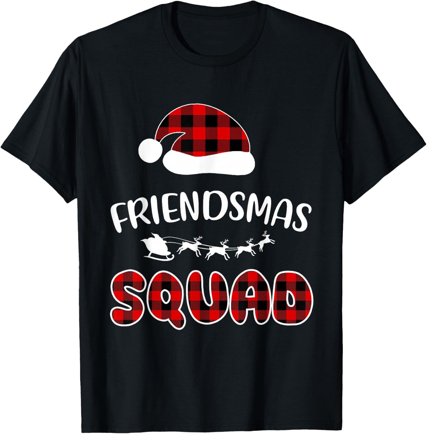 Friendsmas Squad Funny Xmas Light Family Matching Pajamas T-Shirt - T-Shirt | Black