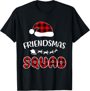 Friendsmas Squad Funny Xmas Light Family Matching Pajamas T-Shirt - T-Shirt | Black
