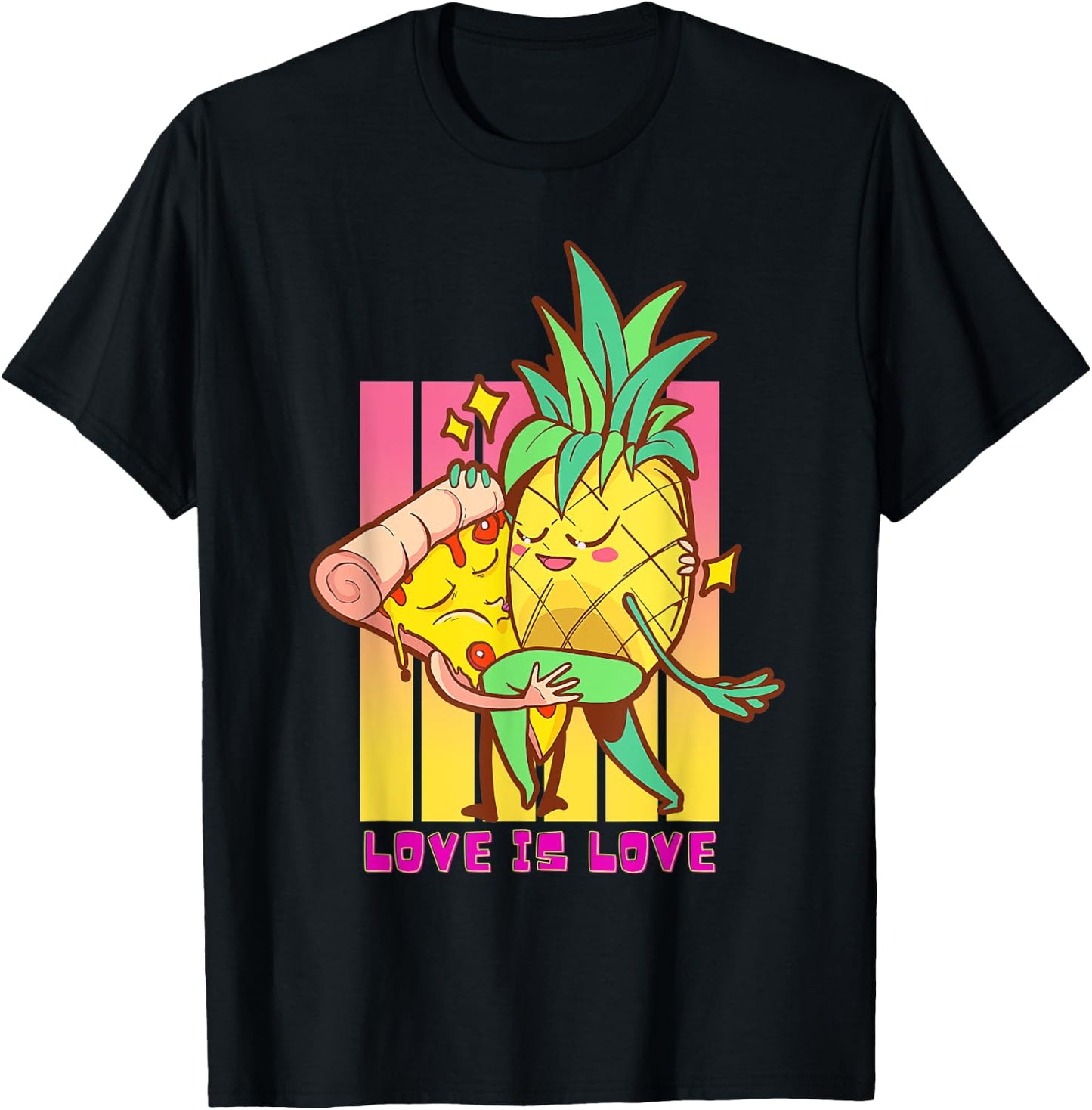 Pineapple Pizza Dancing Love Is Love Aloha Beach Hawaii T-Shirt - T-Shirt | Black