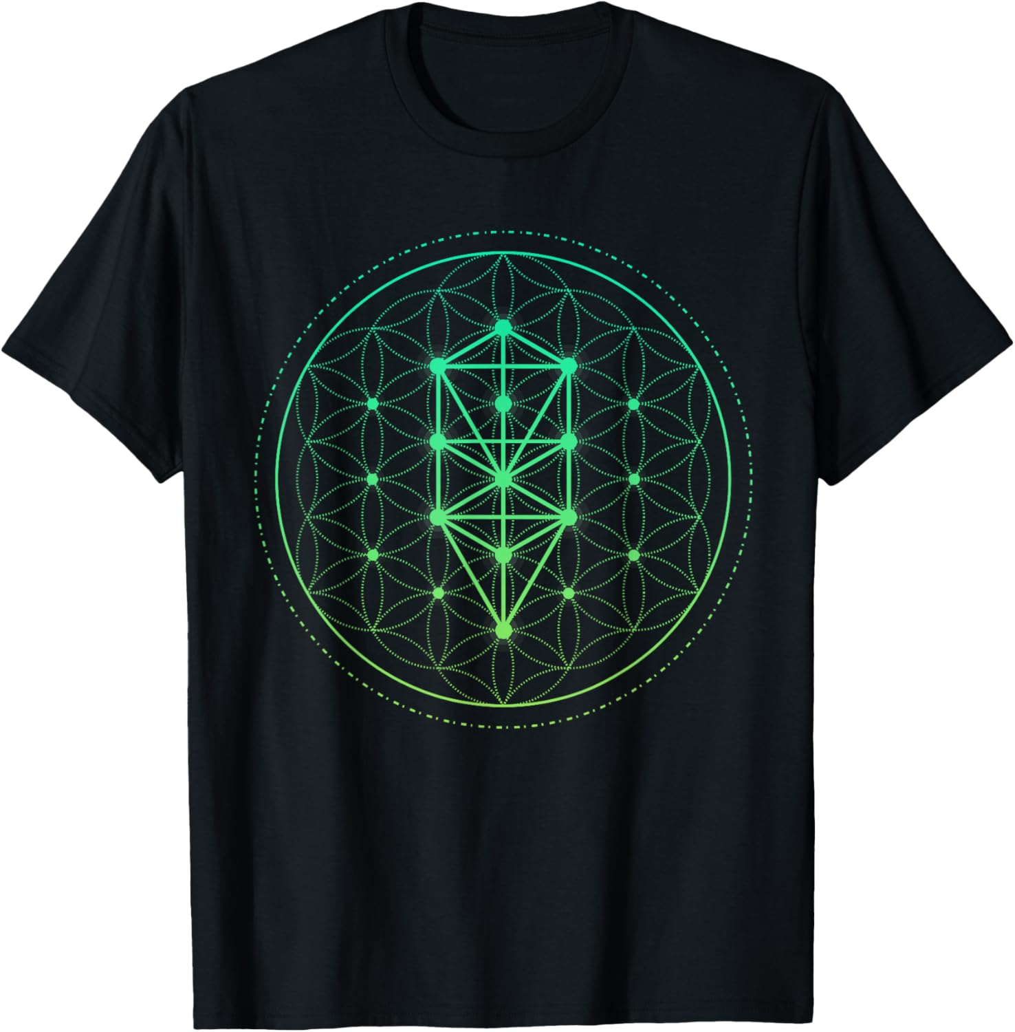 Watercolor Mandala Sacred Fractal Geometry Art Good Vibe T-Shirt - T-Shirt | Black