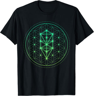 Watercolor Mandala Sacred Fractal Geometry Art Good Vibe T-Shirt - T-Shirt | Black