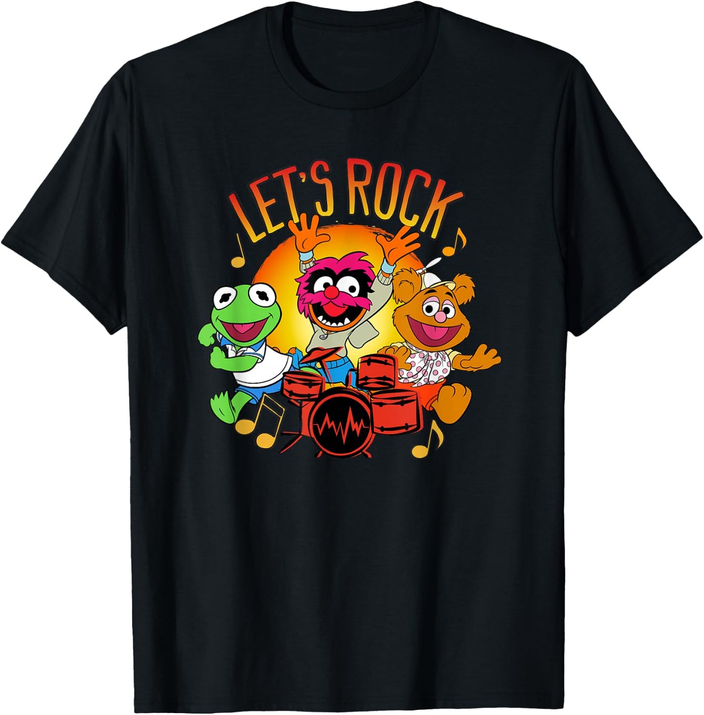 Muppet Babies - Kermit Fozzie Animal Let's Rock Group T-Shirt - T-Shirt | Black