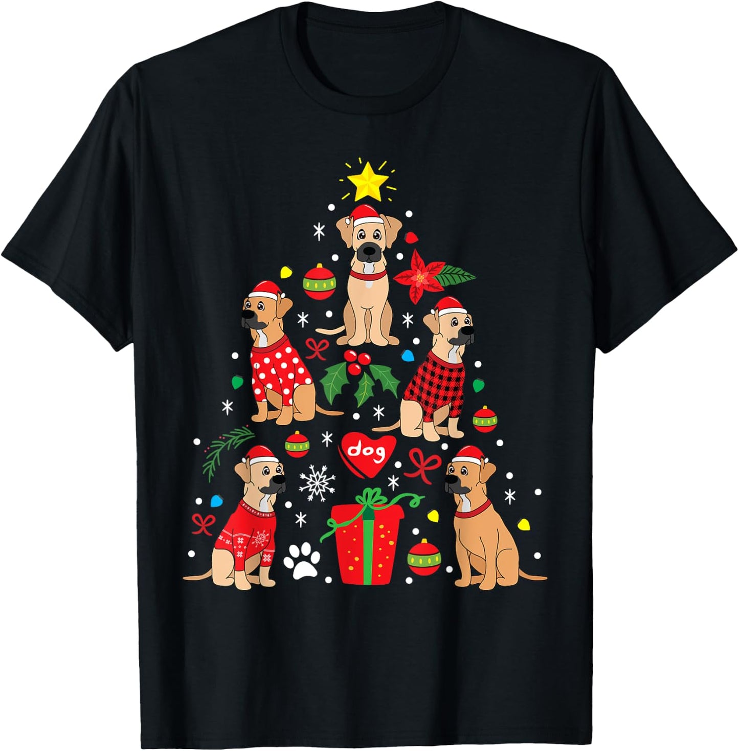 Black Mouth Cur Christmas Bauble Tree Dog Gift Women Kids T-Shirt - T-Shirt | Black