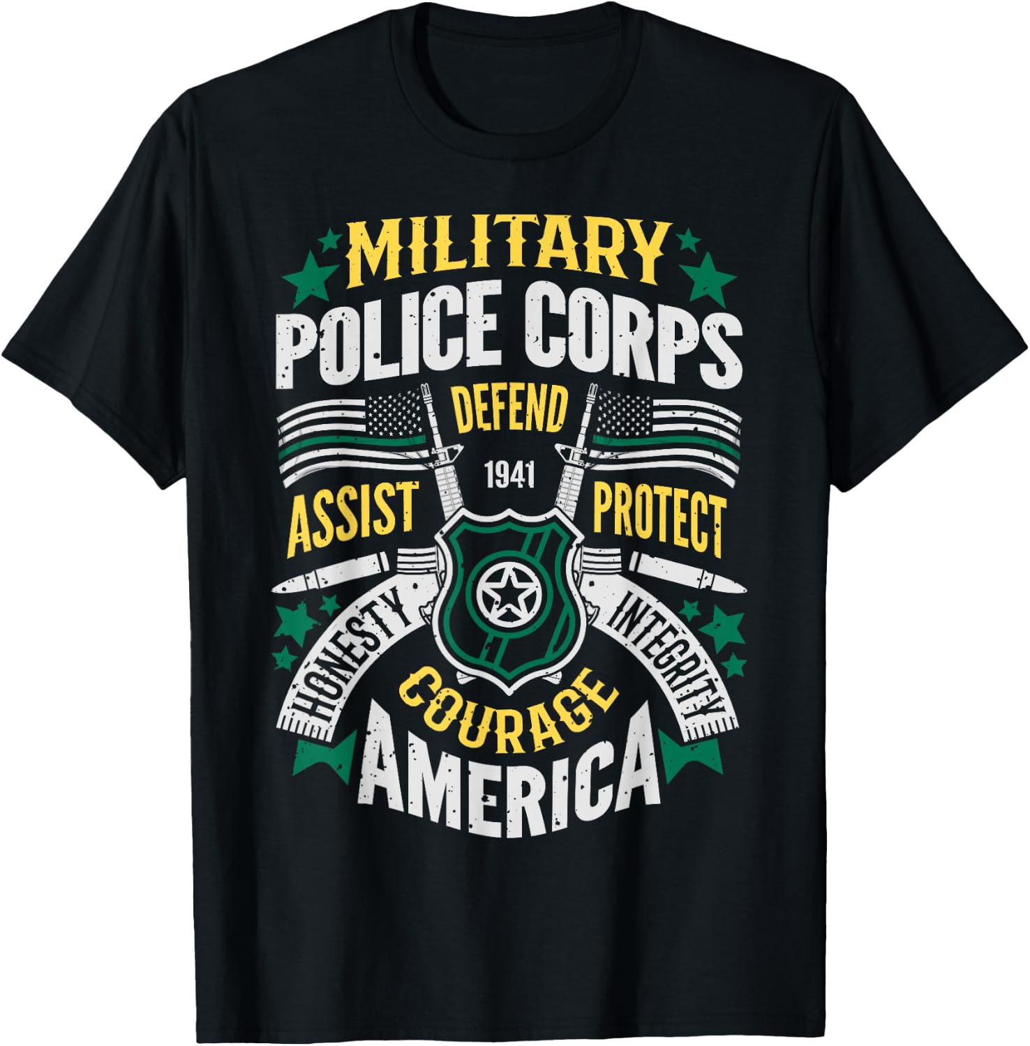 Military Police T shirt MP Veteran Assist Defend Protect T-Shirt - T-Shirt | Black
