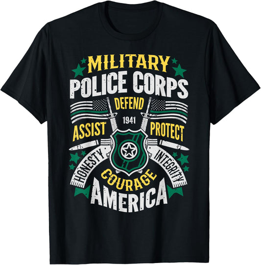Military Police T shirt MP Veteran Assist Defend Protect T-Shirt - T-Shirt | Black