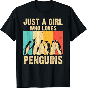 Cute Penguin Art Women Girls Kids Zoologist Penguin Lovers T-Shirt - T-Shirt | Black
