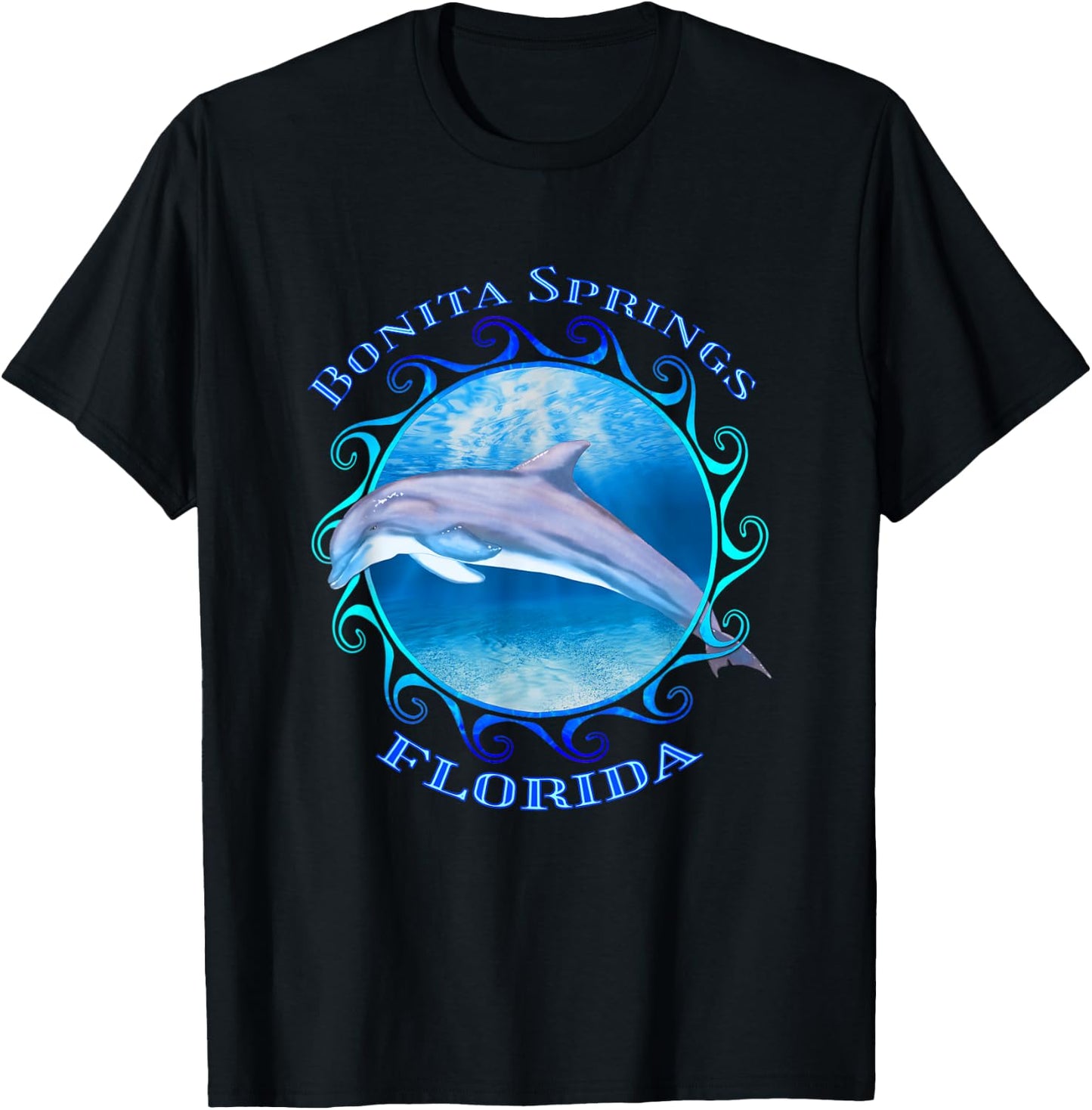 Bonita Springs Florida Vacation Souvenir Dolphin T-Shirt - T-Shirt | Black