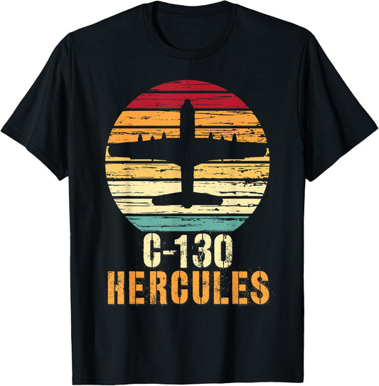 Vintage Lockheed C-130 Hercules Aviation Shirt T-Shirt - T-Shirt | Black