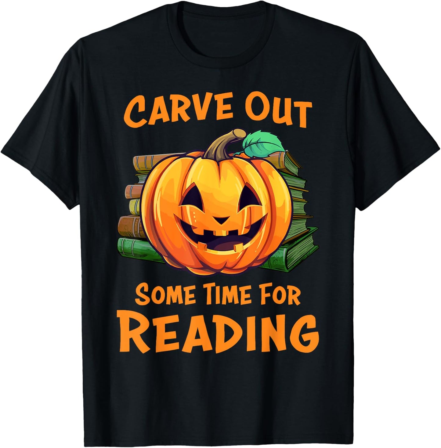 Funny Halloween Teacher Librarian Pumpkin Reading Books Men Women Kids T-Shirt - T-Shirt | Black