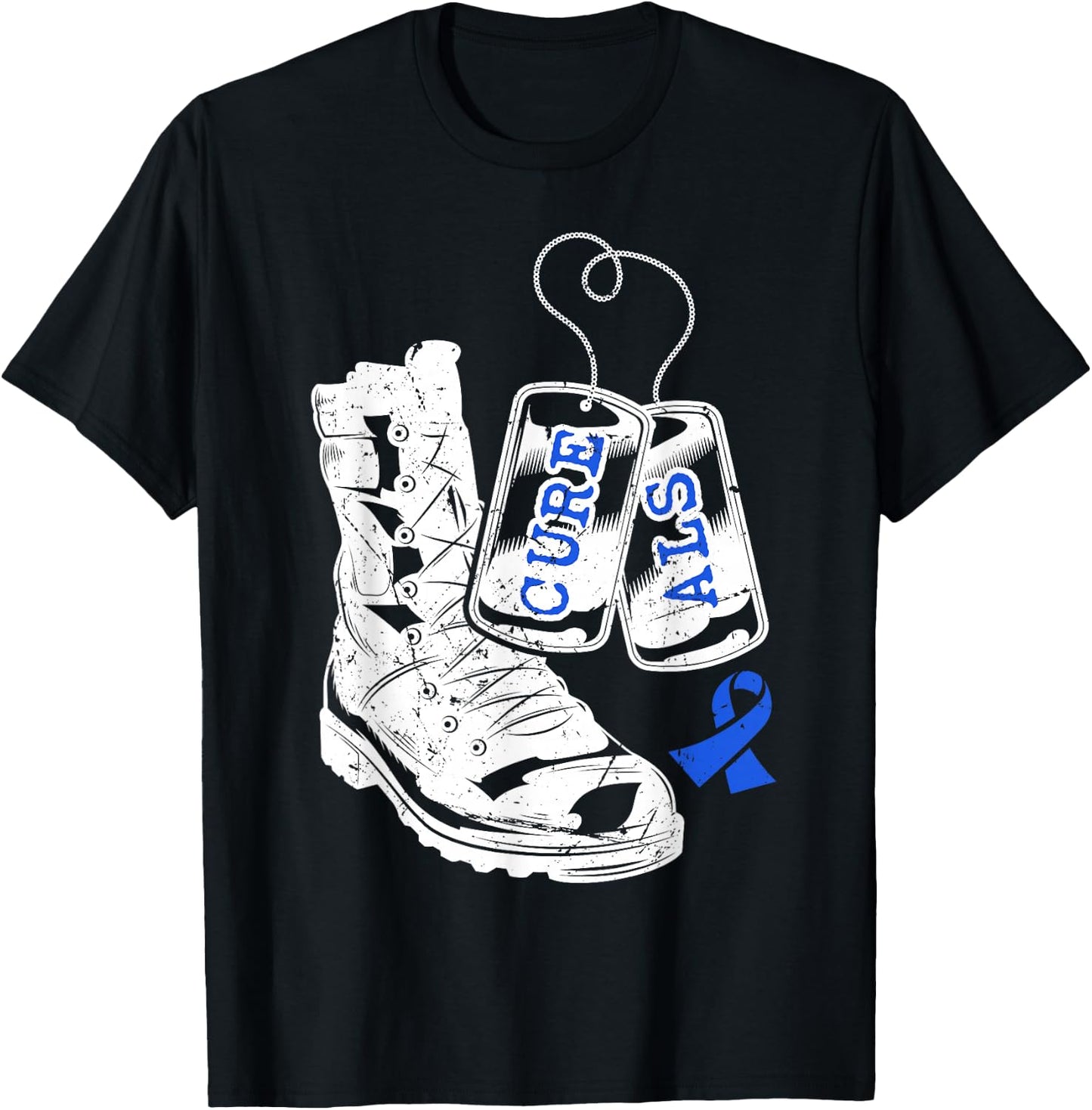 ALS Awareness Proud Military Family Veteran Memorial Day T-Shirt - T-Shirt | Black