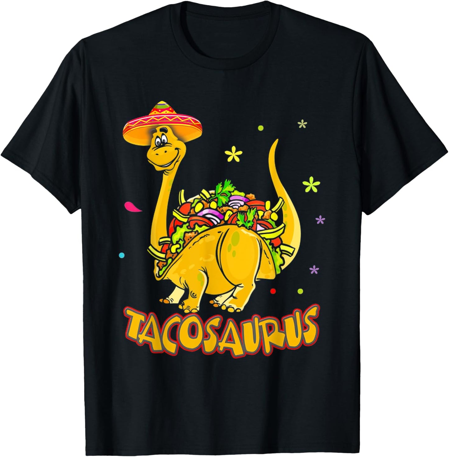 Tacosaurus Rex Dinosaur Taco Kids Cinco De Mayo Party Funny T-Shirt - T-Shirt | Black