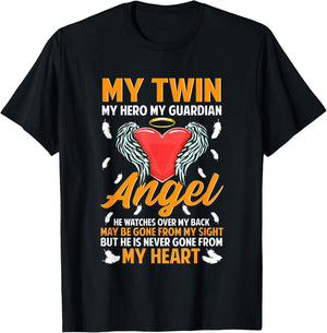 My Twin My Guardian Angel Memorial Remembrance Loss Brother T-Shirt - T-Shirt | Black