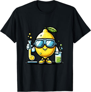 Funny Lemon Scientist Experiment Cartoon Chemistry T-Shirt - T-Shirt | Black