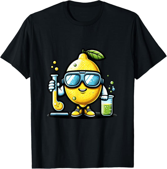 Funny Lemon Scientist Experiment Cartoon Chemistry T-Shirt - T-Shirt | Black