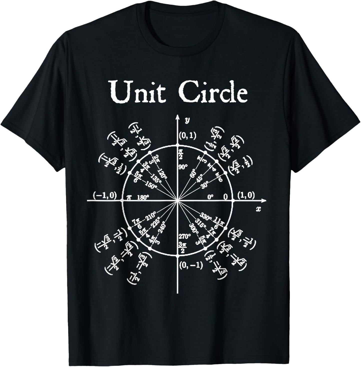Nerdy Unit Circle Trigonometry Calculus Math Teacher Geek T-Shirt - T-Shirt | Black