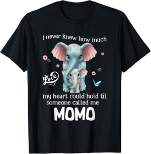 Elephants I Never Knew Love Someone Called Me Momo T-Shirt - T-Shirt | Black