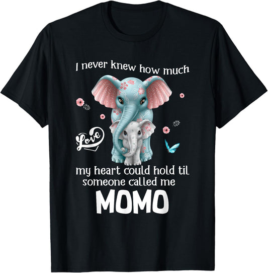 Elephants I Never Knew Love Someone Called Me Momo T-Shirt - T-Shirt | Black