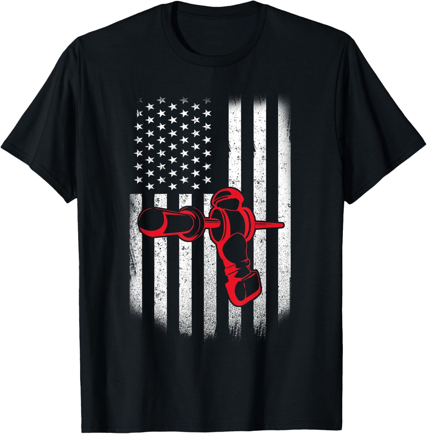 Vintage Distressed American Flag Patriotic Foosball Men T-Shirt - T-Shirt | Black