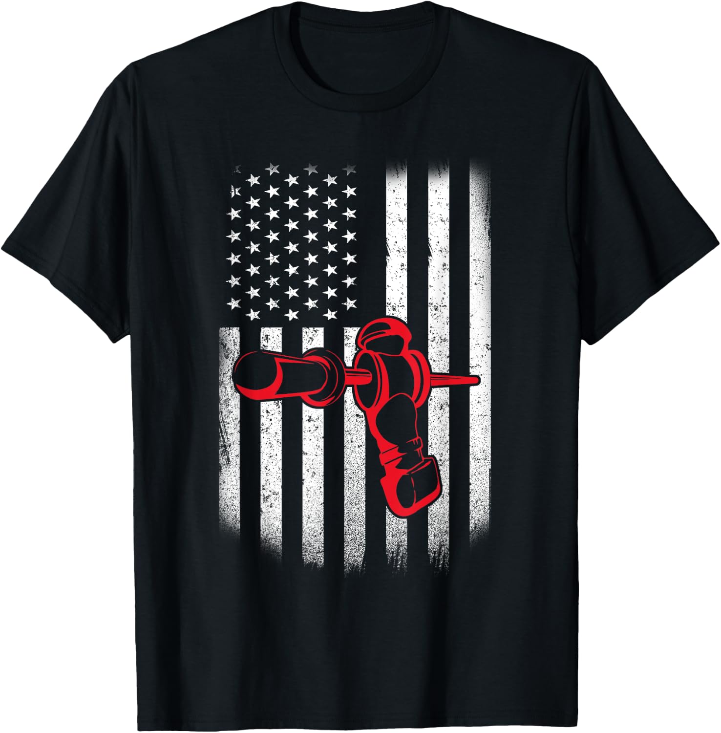 Vintage Distressed American Flag Patriotic Foosball Men T-Shirt - T-Shirt | Black