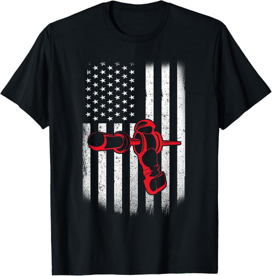 Vintage Distressed American Flag Patriotic Foosball Men T-Shirt - T-Shirt | Black