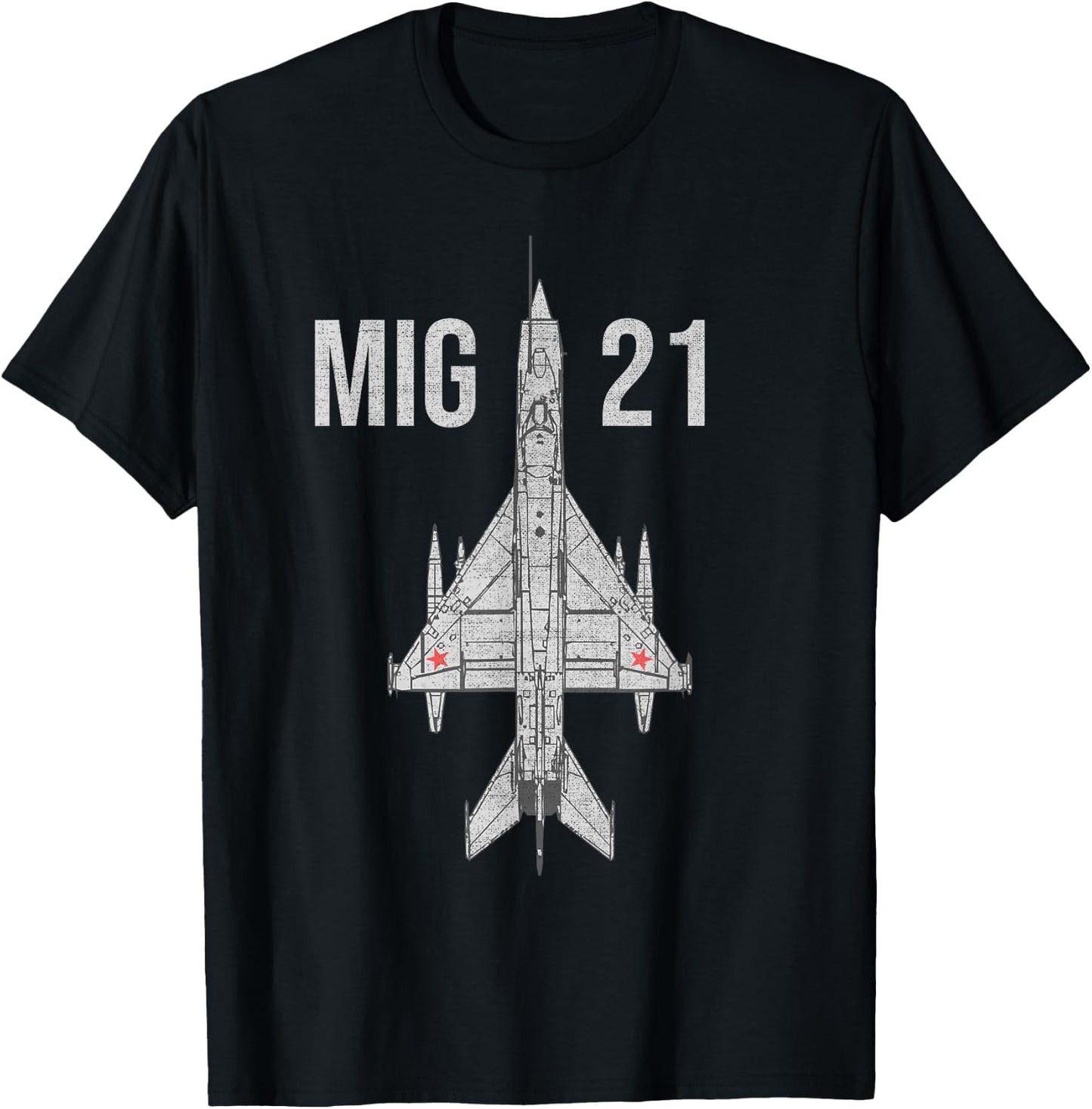 MIG 21 Fighter Jet Russian Military Aircraft T-Shirt - T-Shirt | Black