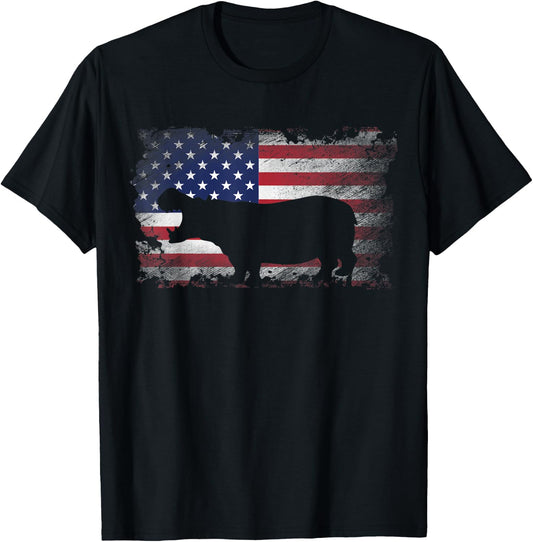 Patriotic Hippo American Flag Cool Wild Animals Lover Kids Men T-Shirt - T-Shirt | Black