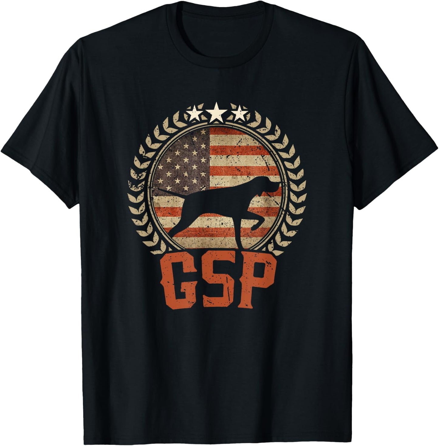 German Shorthaired Pointer American Flag Shirt GSP Patriotic T-Shirt - T-Shirt | Black