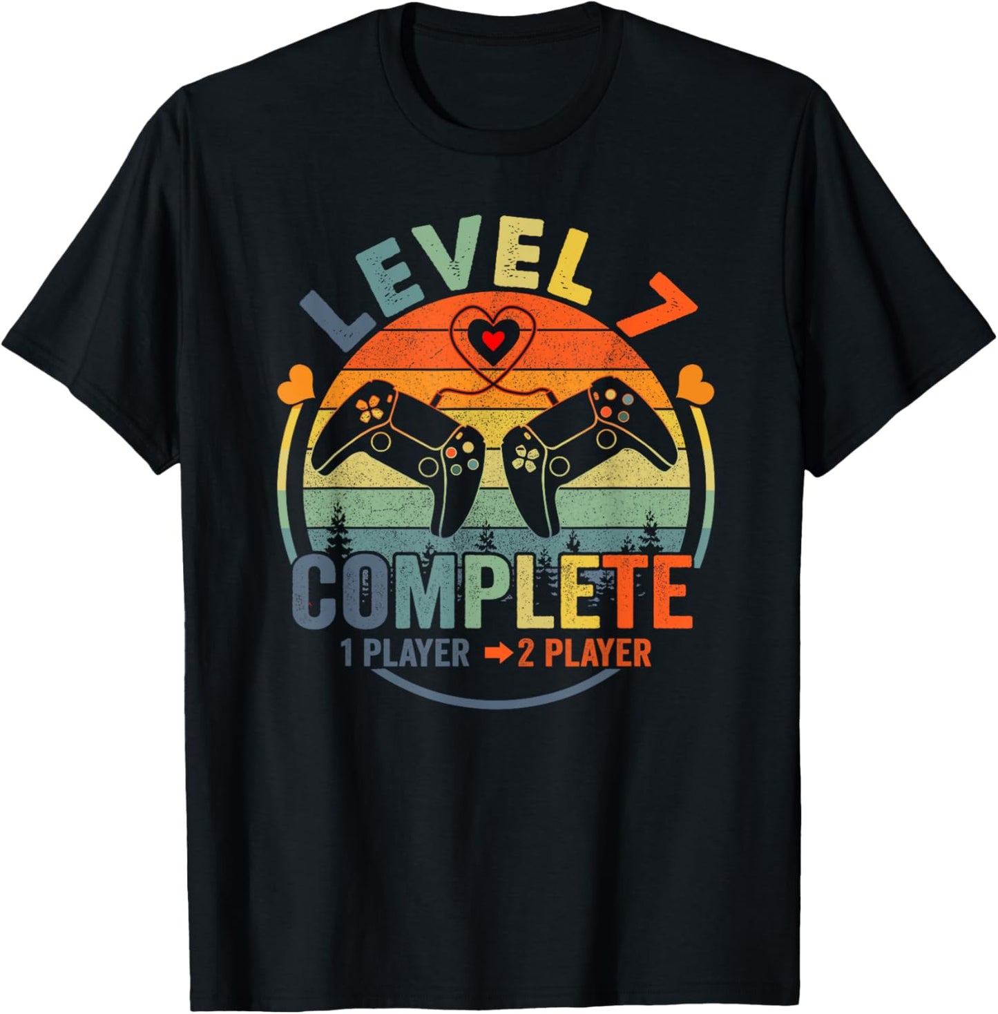 Gamer 7th Wedding Anniversary Level 7 Complete Anniversary T-Shirt - T-Shirt | Black