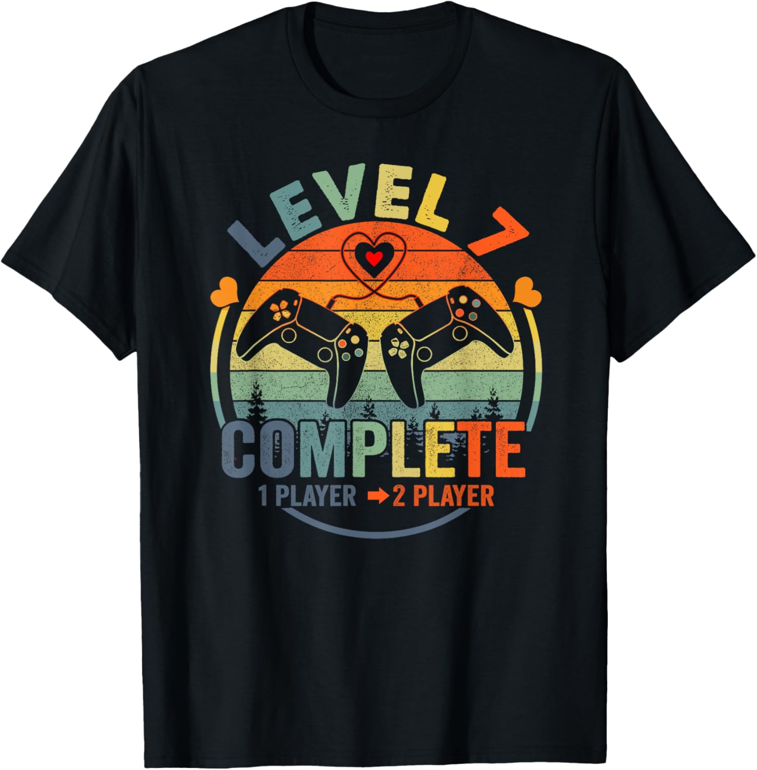 Gamer 7th Wedding Anniversary Level 7 Complete Anniversary T-Shirt - T-Shirt | Black