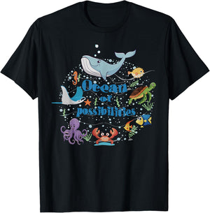 Sea Animal Summer Reading Ocean of Possibilities Librarian T-Shirt - T-Shirt | Black